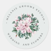 Magnolia and eucalyptus grey wedding flowers
