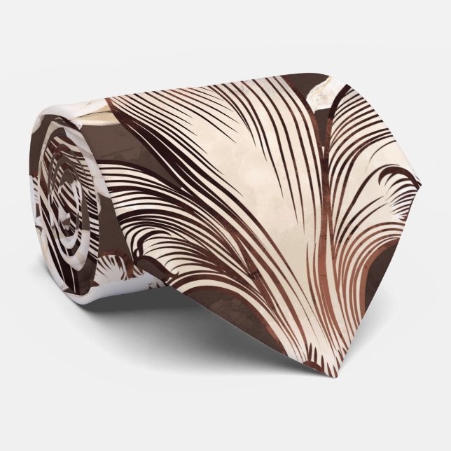 Magnolia and Fleur-de-lis pattern Tie (Rolled)