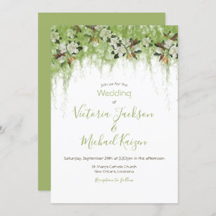 Magnolia and Moss Vines Southern Wedding Invitation