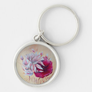 Magnolia and poppy painting key ring