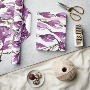 Magnolia Art Purple Violet Watercolor Wrapping Paper