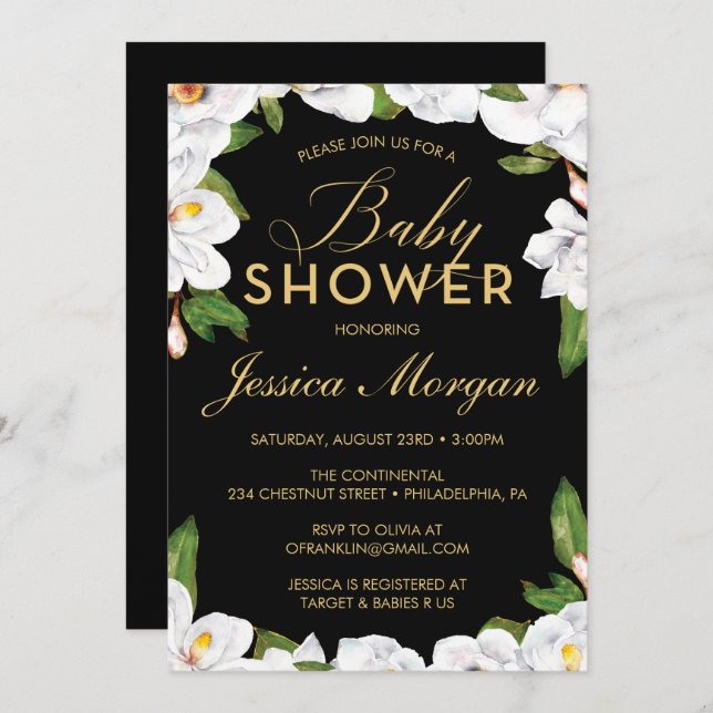 Magnolia Baby Shower Invitation (Front/Back)