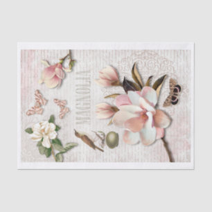 Magnolia, Bird, and Butterflies Collage Tissue Paper