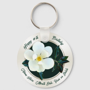 Magnolia Birthday, Flower Party Favours, Magnolia Key Ring