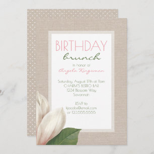 Magnolia Bloom Ladies Birthday Brunch Invitation