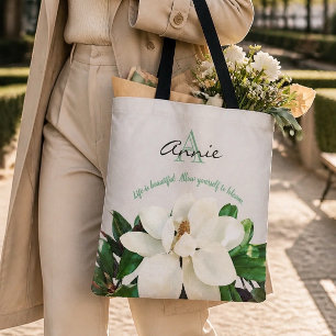 Magnolia Bloom Life is Beautiful Personalised Tote Bag