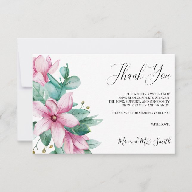 Magnolia Bloom | Rustic Floral Wedding Thank you (Front)