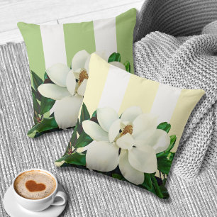 Magnolia Bloom   Striped 20"x20" Reversible Pillow