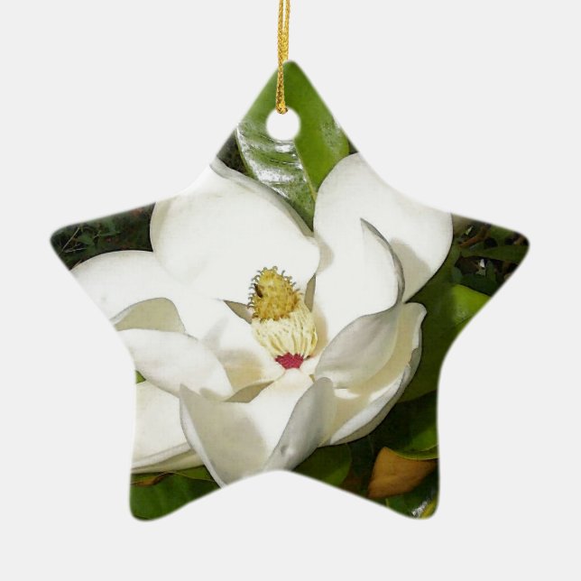 Magnolia Blossom Ceramic Ornament (Front)