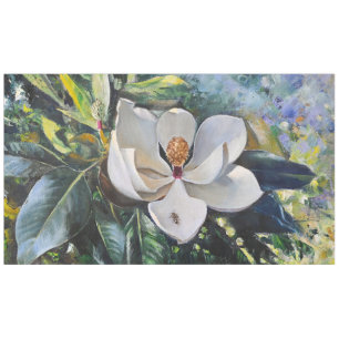 Magnolia Blossom Oil Painting of Nature’s Harmony Tablecloth