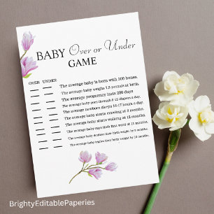 Magnolia Blossom Over or Under Baby Shower Game Card