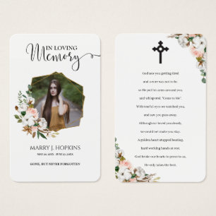 Magnolia Blossom Photo Memorial Prayer Cards