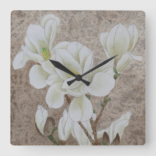 Magnolia Blossom  Square Wall Clock