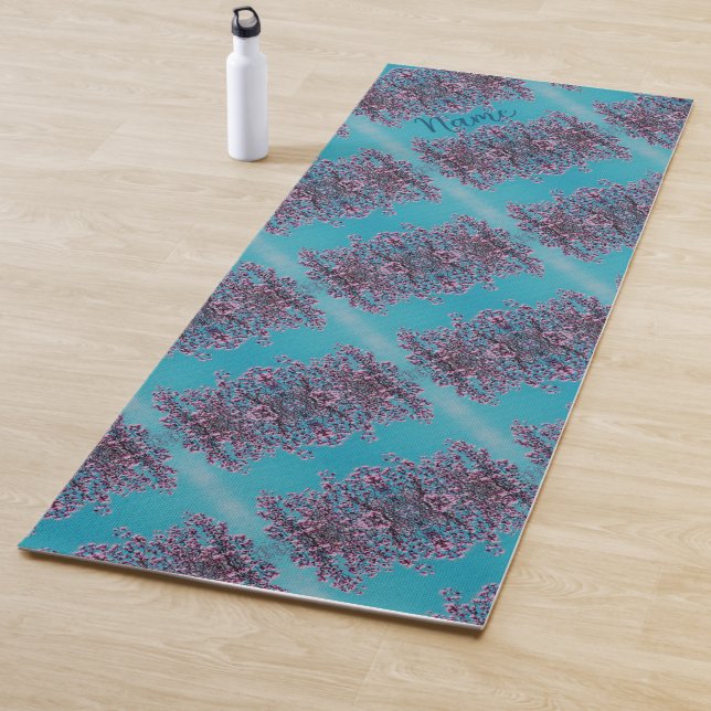 Magnolia Blossoms Blue Sky Abstract Personalised Yoga Mat (In Situ)