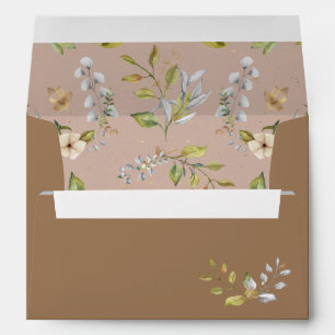 Magnolia Blossoms Elegant Violet Floral Greenery Envelope