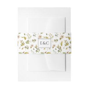 Magnolia Blossoms   Elegant Violet Floral Greenery Invitation Belly Band