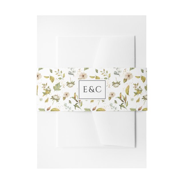 Magnolia Blossoms | Elegant Violet Floral Greenery Invitation Belly Band (Front Example)