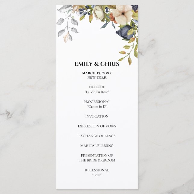 Magnolia Blossoms | Elegant Violet Floral Greenery Program (Front)