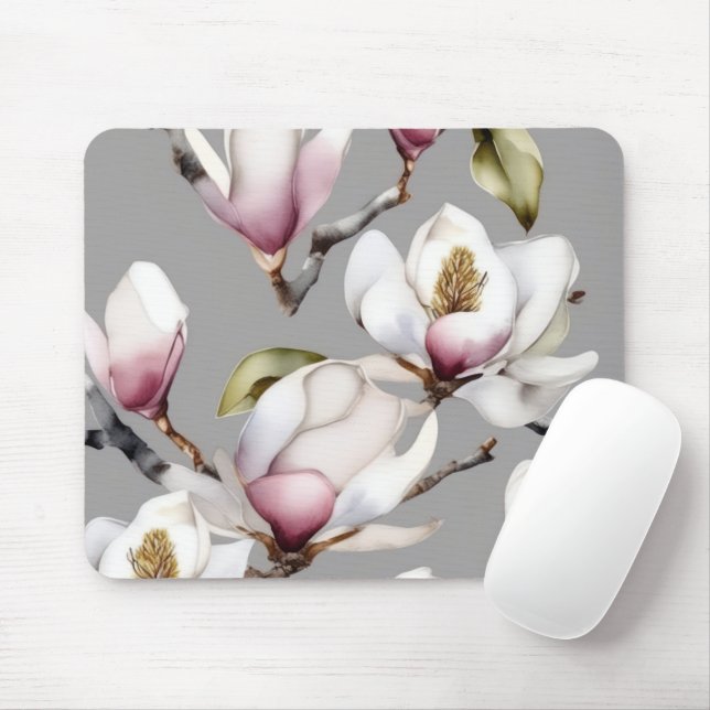 Magnolia Blossoms Mouse Pad (With Mouse)