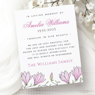 Magnolia border funeral sympathy thank you card