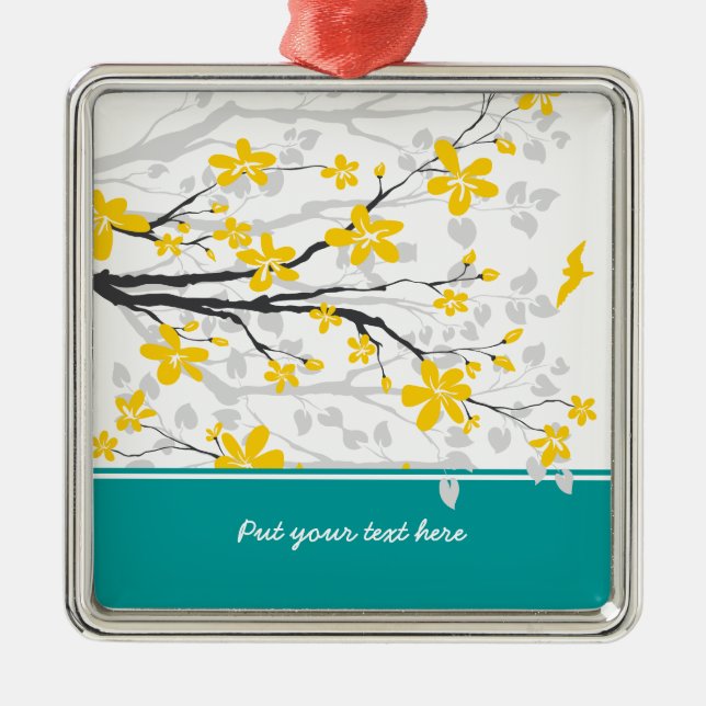 Magnolia branch and flowers custom ornament (Front)