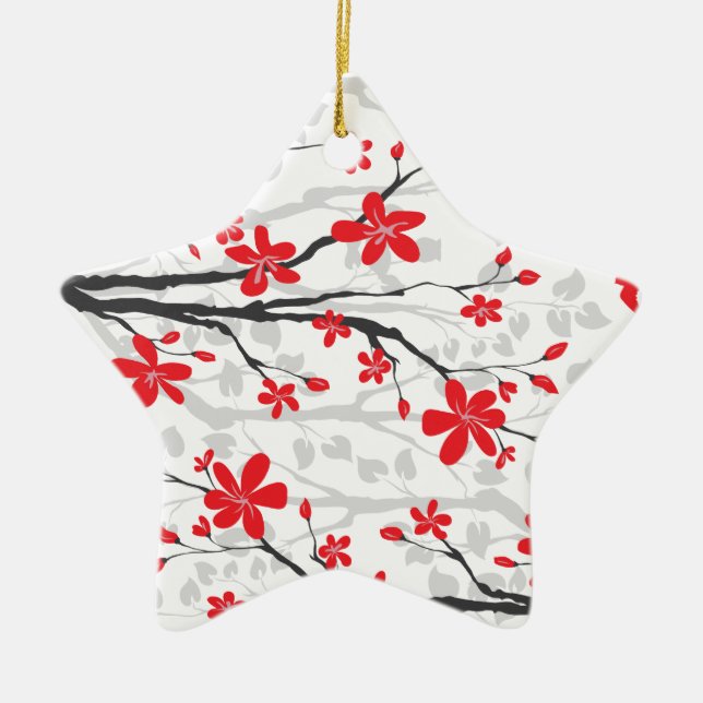 Magnolia branch and flowers custom ornament (Front)