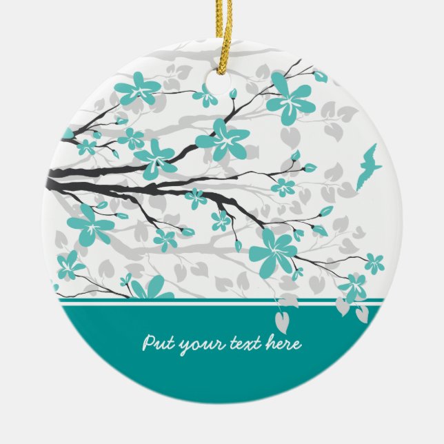 Magnolia branch and flowers custom ornament (Front)