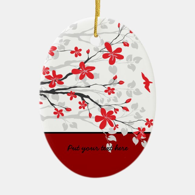 Magnolia branch and flowers custom ornament (Front)