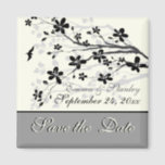 Magnolia branch black grey wedding Save the Date Magnet<br><div class="desc">Magnolia branch black grey wedding custom Save the Date magnet,  featuring a beautiful magnolia branch with black flowers and buds. Ivory,  black,  grey.</div>