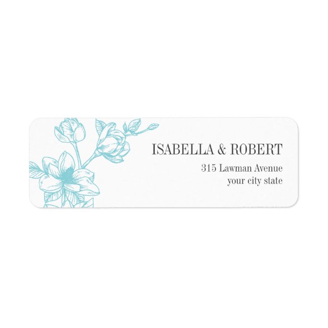 Magnolia Branch | Pale Blue | Wedding Return Address Label (Front)