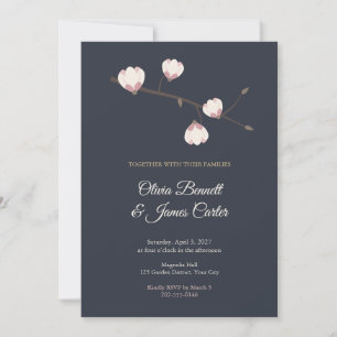 Magnolia Branch Slate Wedding Invitation