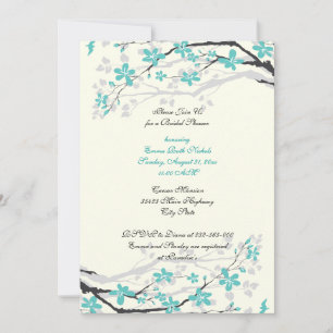 Magnolia branch turquoise bridal shower invitation