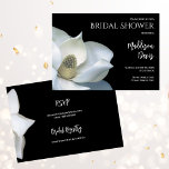 Magnolia Bridal Shower Elegant Black and White  Invitation<br><div class="desc">Magnolia Bridal Shower Invitation in Elegant Black and White. This Bridal Shower Occasion Card is designed with a white magnolia flower on a black background. The text includes: Bridal Shower, The Name, Date, Time, Location and Address. The reverse text includes: RSVP Details and Bridal Registry Details. To personalise, simply insert...</div>