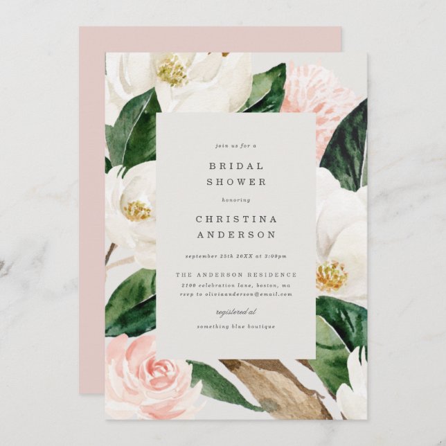 Magnolia Bridal Shower Invitation (Front/Back)