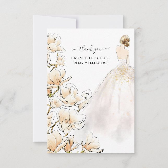 Magnolia Bride Future Mrs Thank You Card (Front)