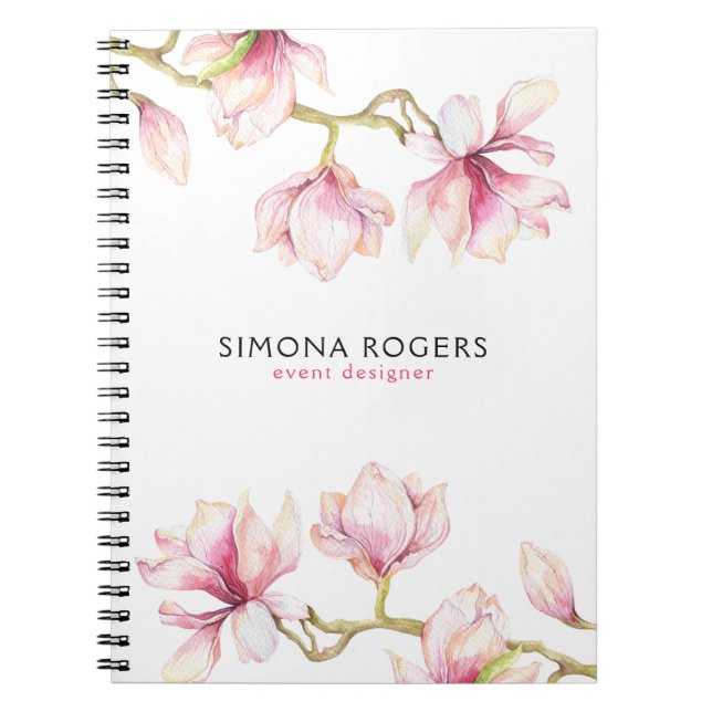 Magnolia Brinches Blossom In White Notebook (Front)