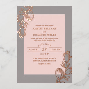 Magnolia Buds Blush Grey Rose Gold Wedding