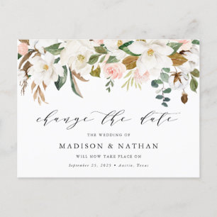 Magnolia Change The Date Wedding Postponement Announcement Postcard
