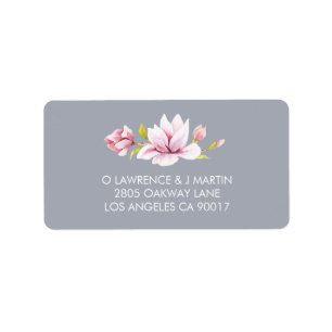 Magnolia Charm Floral Watercolor Label