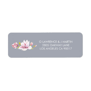 Magnolia Charm Floral Watercolor Return Address Label