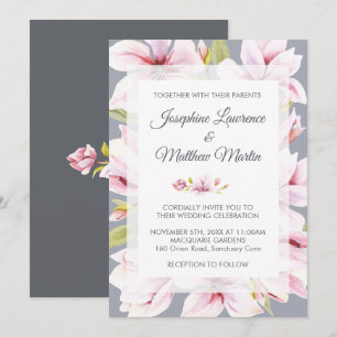 Magnolia Charm Floral Wedding Invitations