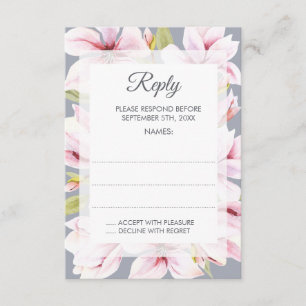 Magnolia Charm Floral Wedding Reply Cards