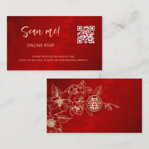 Magnolia Chinese Wedding QR Code RSVP Online Enclosure Card