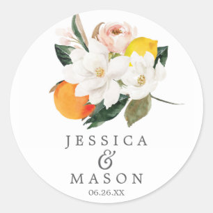 Magnolia Citrus Envelope Seals - Favour Stickers