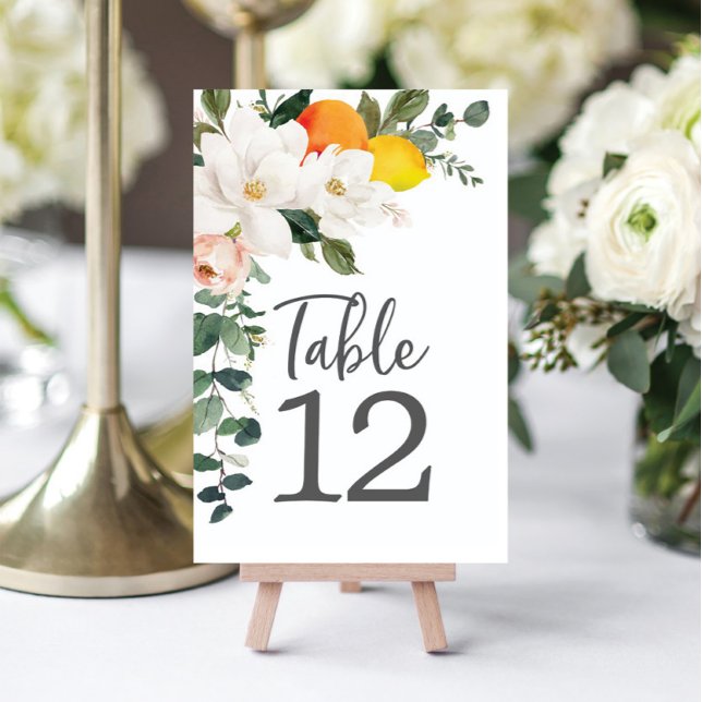Magnolia Citrus Table Cards Wedding Table Numbers (Creator Uploaded)
