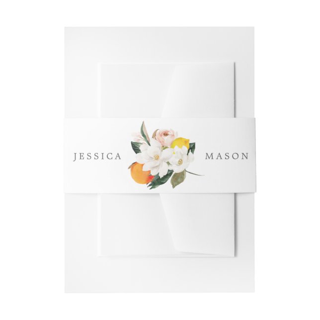 Magnolia Citrus Wedding Invitation Belly Band (Front Example)