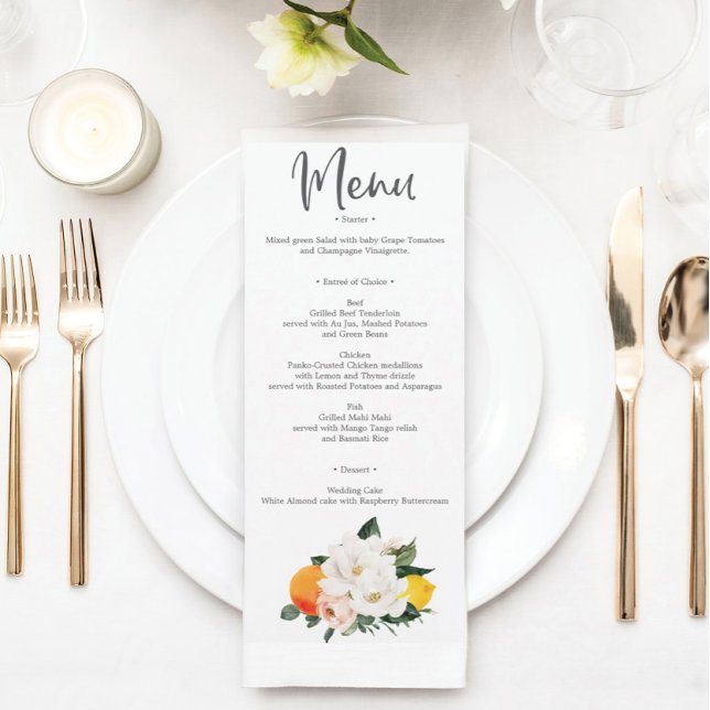 Magnolia Citrus Wedding Menu and Thank You Invitation (Creator Uploaded)