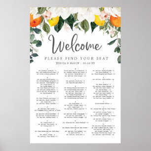 Magnolia Citrus Wedding Seating Chart Sign