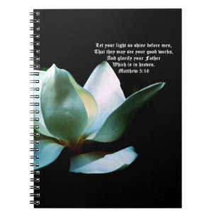 Magnolia Closeup Spotlight Matthew 5:16 Notebook
