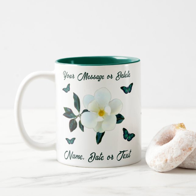 Magnolia Coffee Mugs, Personalised or Transfer Two-Tone Coffee Mug (With Donut)